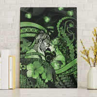 Maori Romantic Valentine Canvas Wall Art The Hongi Kiss Green Galaxy DT05 Without Frame Green - Polynesian Pride