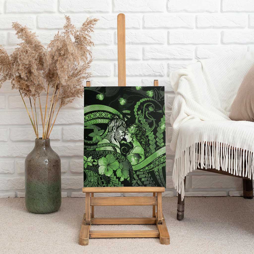 Maori Romantic Valentine Canvas Wall Art The Hongi Kiss Green Galaxy DT05 - Polynesian Pride