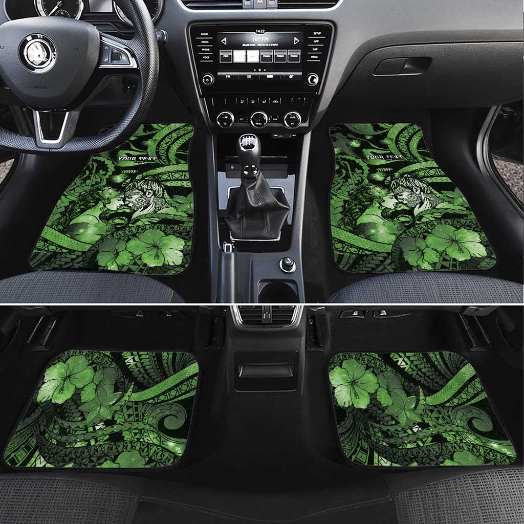Personalised Maori Romantic Valentine Car Mats The Hongi Kiss Green Galaxy DT05 Set 4pcs Green - Polynesian Pride