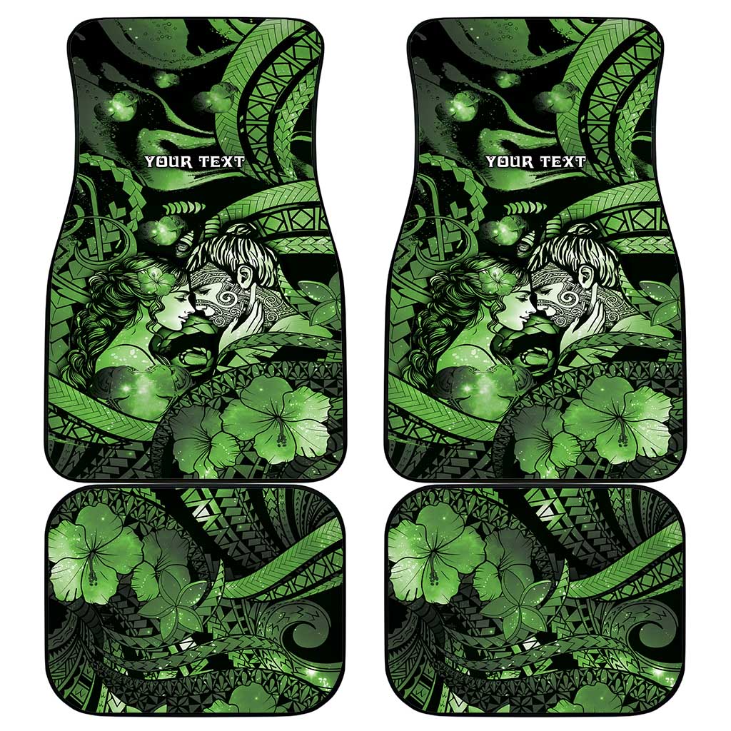 Personalised Maori Romantic Valentine Car Mats The Hongi Kiss Green Galaxy DT05 - Polynesian Pride