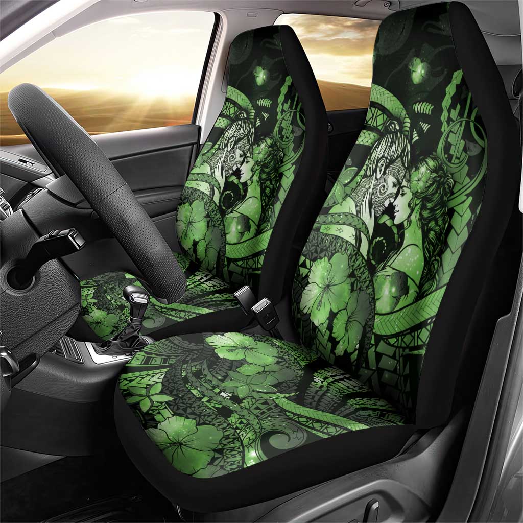 Maori Romantic Valentine Car Seat Cover The Hongi Kiss Green Galaxy DT05 - Polynesian Pride