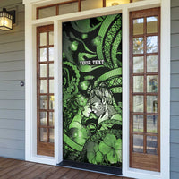 Personalised Maori Romantic Valentine Door Cover The Hongi Kiss Green Galaxy DT05 - Polynesian Pride