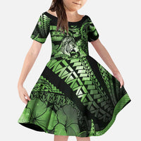 Personalised Maori Romantic Valentine Family Matching Long Sleeve Bodycon Dress and Hawaiian Shirt The Hongi Kiss Green Galaxy