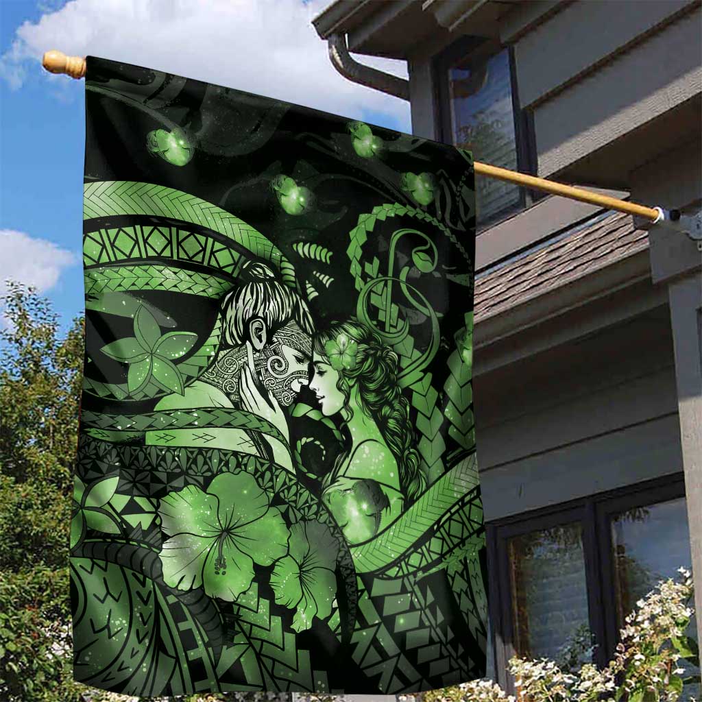 Maori Romantic Valentine Garden Flag The Hongi Kiss Green Galaxy DT05 - Polynesian Pride