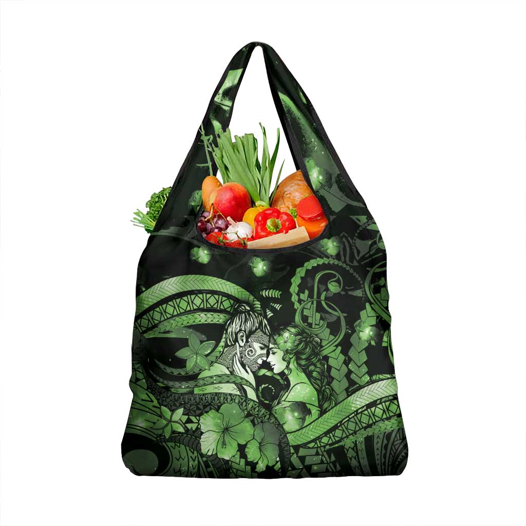 Maori Romantic Valentine Grocery Bag The Hongi Kiss Green Galaxy DT05 1-pack One Size Green - Polynesian Pride