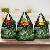 Maori Romantic Valentine Grocery Bag The Hongi Kiss Green Galaxy DT05 3-pack One Size Green - Polynesian Pride