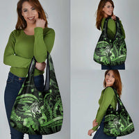 Maori Romantic Valentine Grocery Bag The Hongi Kiss Green Galaxy DT05 - Polynesian Pride