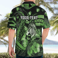 Personalised Maori Romantic Valentine Hawaiian Shirt The Hongi Kiss Green Galaxy