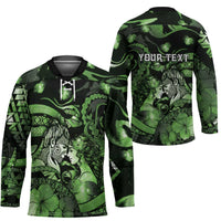 Personalised Maori Romantic Valentine Hockey Jersey The Hongi Kiss Green Galaxy DT05 - Polynesian Pride