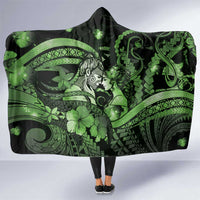Maori Romantic Valentine Hooded Blanket The Hongi Kiss Green Galaxy