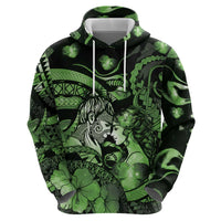 Personalised Maori Romantic Valentine Hoodie The Hongi Kiss Green Galaxy DT05 - Polynesian Pride