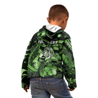 Personalised Maori Romantic Valentine Kid Hoodie The Hongi Kiss Green Galaxy DT05 - Polynesian Pride