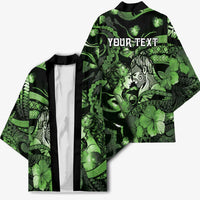 Personalised Maori Romantic Valentine Kimono The Hongi Kiss Green Galaxy DT05 - Polynesian Pride