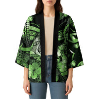 Personalised Maori Romantic Valentine Kimono The Hongi Kiss Green Galaxy DT05 - Polynesian Pride