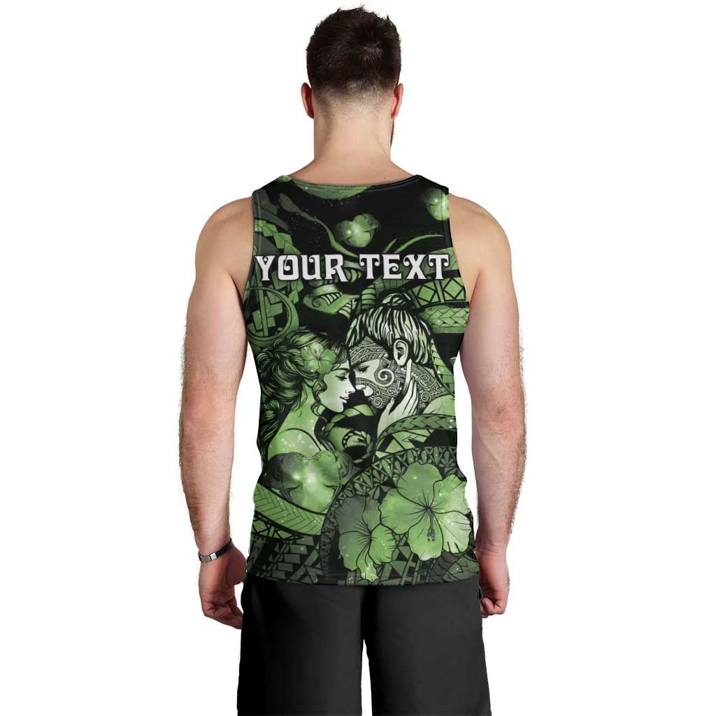 Personalised Maori Romantic Valentine Men Tank Top The Hongi Kiss Green Galaxy DT05 - Polynesian Pride