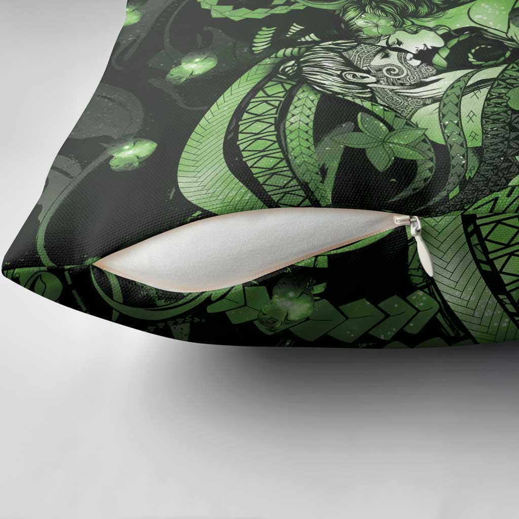 Maori Romantic Valentine Pillow Cover The Hongi Kiss Green Galaxy DT05 - Polynesian Pride
