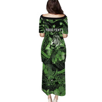 Personalised Maori Romantic Valentine Puletasi The Hongi Kiss Green Galaxy DT05 - Polynesian Pride