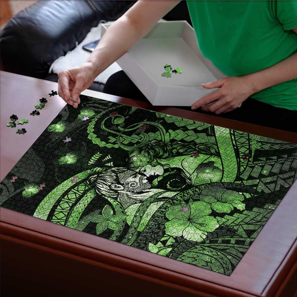 Maori Romantic Valentine Puzzle The Hongi Kiss Green Galaxy DT05 - Polynesian Pride