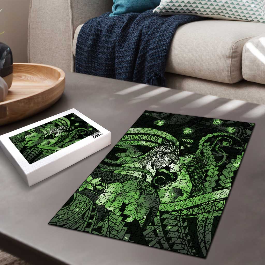 Maori Romantic Valentine Puzzle The Hongi Kiss Green Galaxy DT05 - Polynesian Pride
