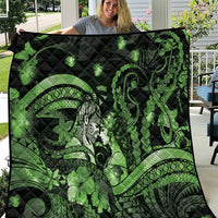 Maori Romantic Valentine Quilt The Hongi Kiss Green Galaxy