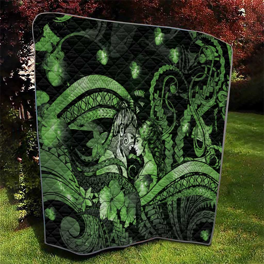 Maori Romantic Valentine Quilt The Hongi Kiss Green Galaxy