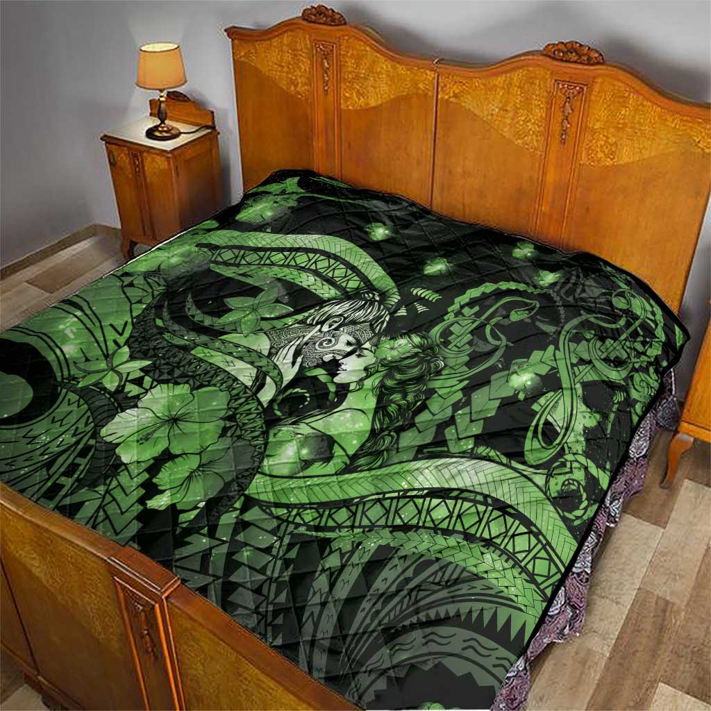 Maori Romantic Valentine Quilt The Hongi Kiss Green Galaxy