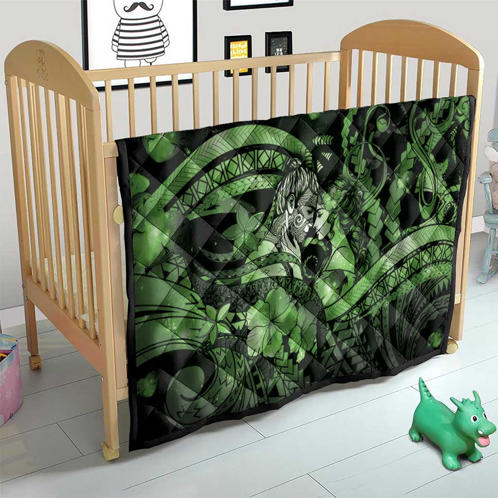 Maori Romantic Valentine Quilt The Hongi Kiss Green Galaxy