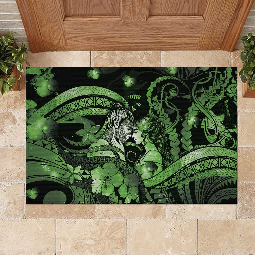Maori Romantic Valentine Rubber Doormat The Hongi Kiss Green Galaxy DT05 Green - Polynesian Pride