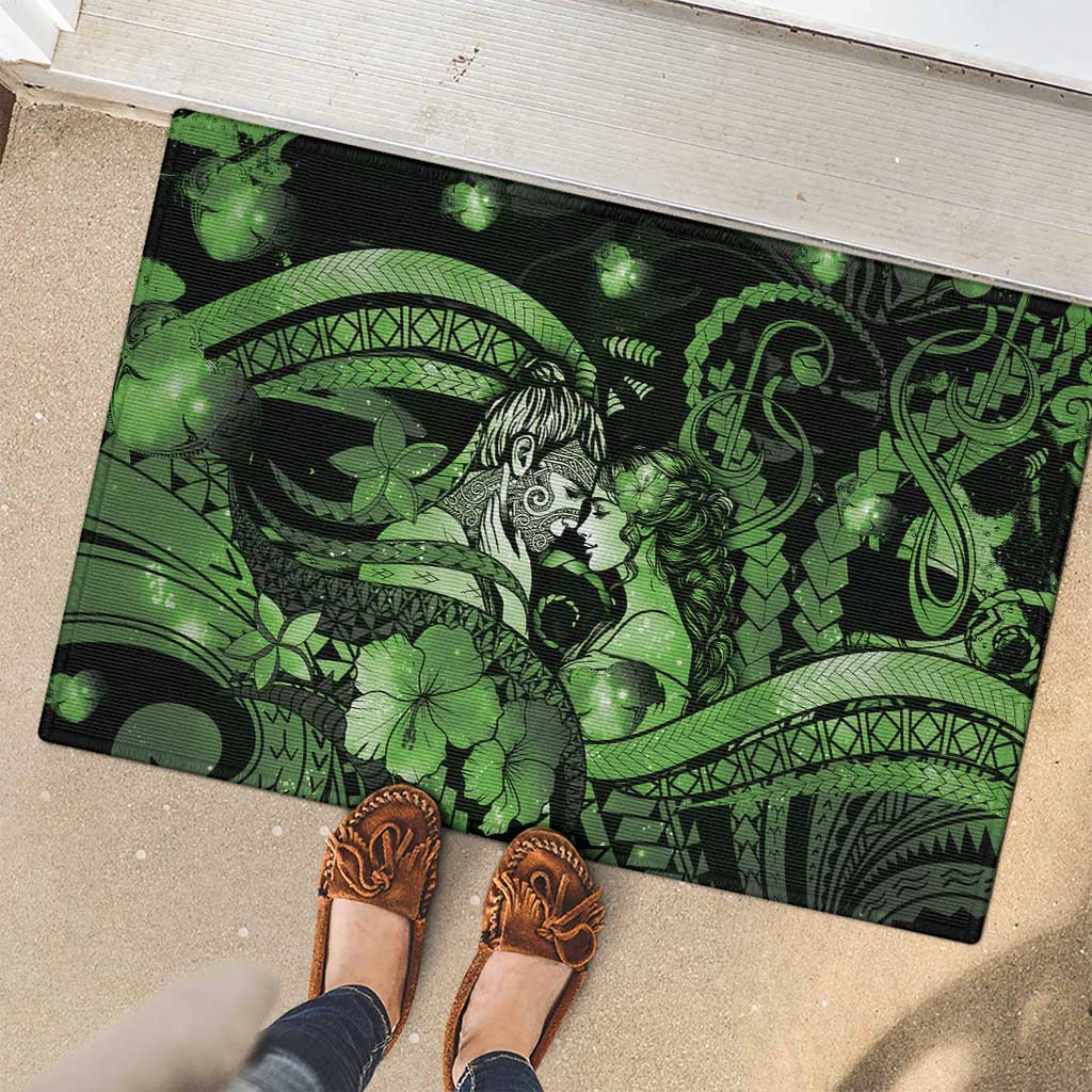 Maori Romantic Valentine Rubber Doormat The Hongi Kiss Green Galaxy DT05 - Polynesian Pride