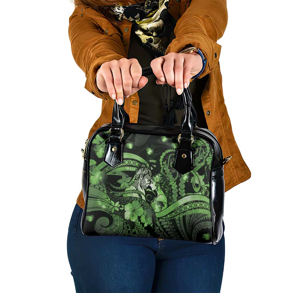 Maori Romantic Valentine Shoulder Handbag The Hongi Kiss Green Galaxy DT05 One Size Green - Polynesian Pride