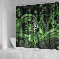 Maori Romantic Valentine Shower Curtain The Hongi Kiss Green Galaxy DT05 - Polynesian Pride