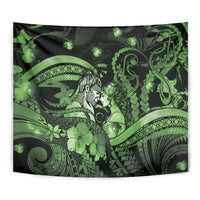 Maori Romantic Valentine Tapestry The Hongi Kiss Green Galaxy