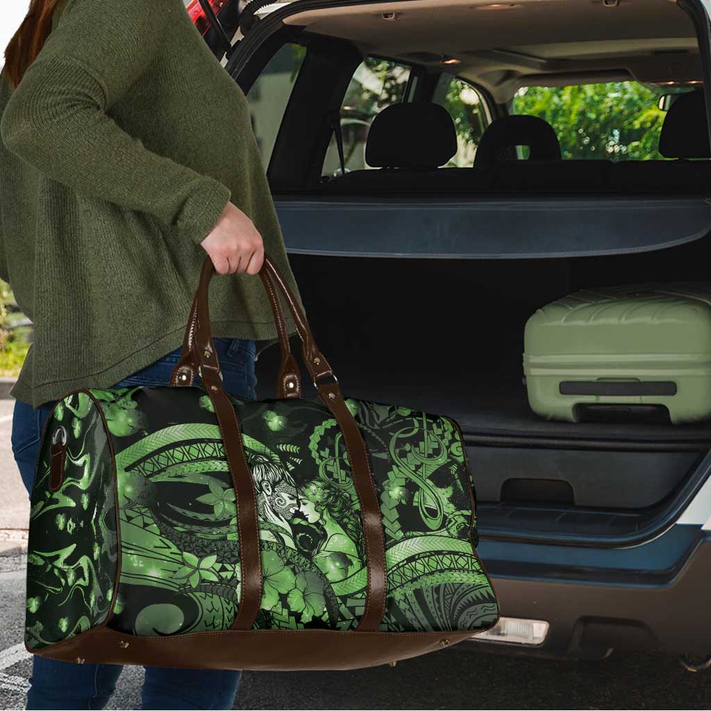Maori Romantic Valentine Travel Bag The Hongi Kiss Green Galaxy