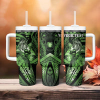 Personalised Maori Romantic Valentine Tumbler With Handle The Hongi Kiss Green Galaxy DT05 - Polynesian Pride