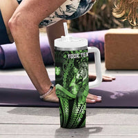 Personalised Maori Romantic Valentine Tumbler With Handle The Hongi Kiss Green Galaxy DT05 - Polynesian Pride