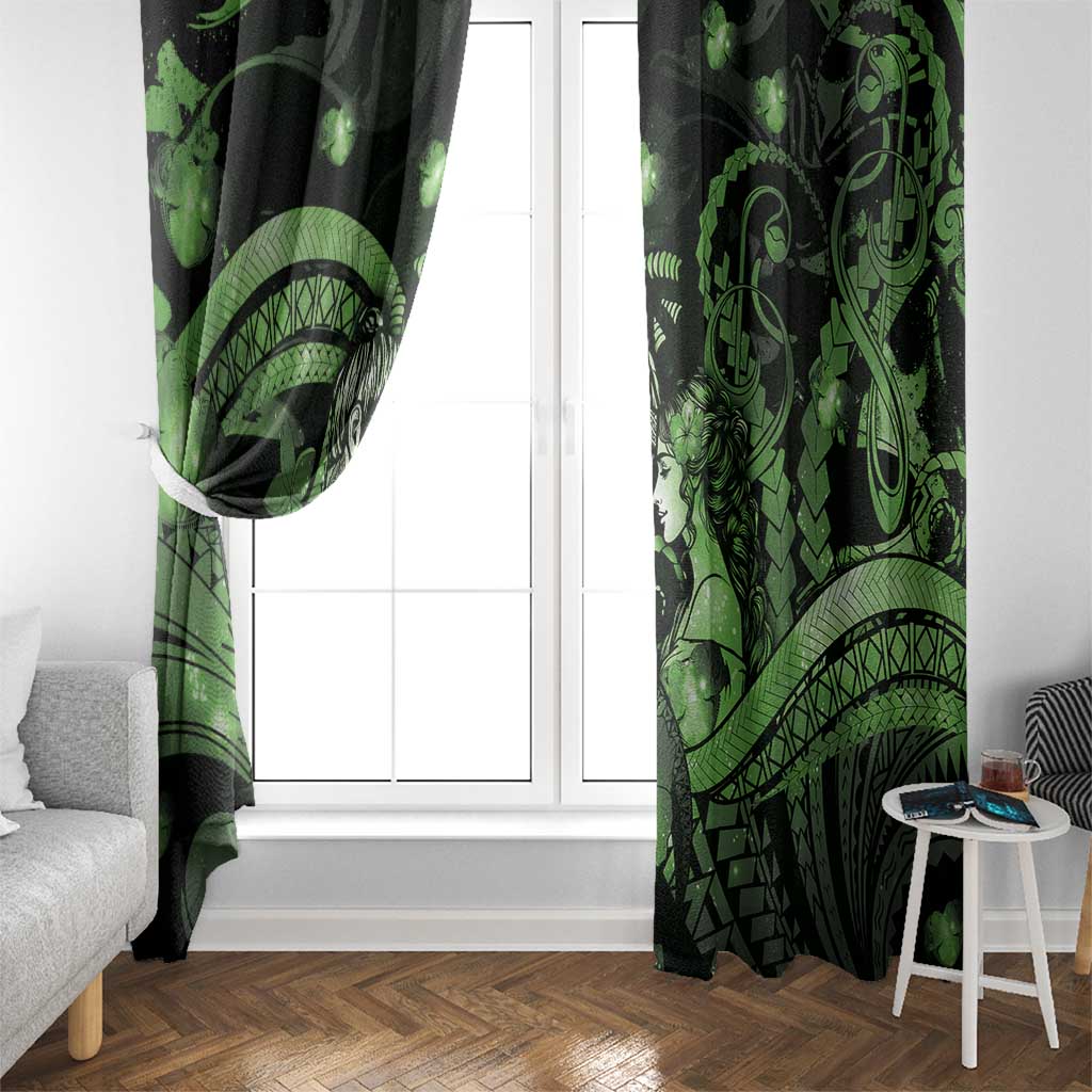Maori Romantic Valentine Window Curtain The Hongi Kiss Green Galaxy DT05 - Polynesian Pride