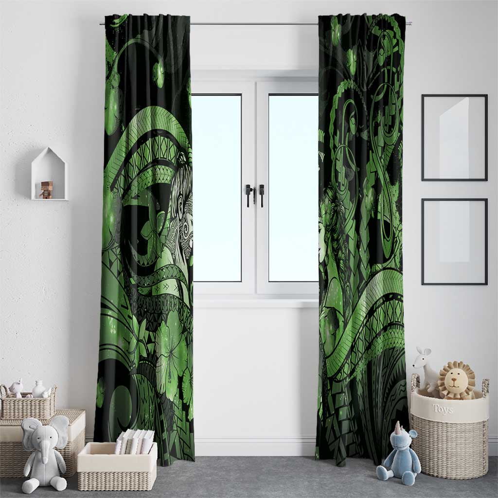 Maori Romantic Valentine Window Curtain The Hongi Kiss Green Galaxy DT05 - Polynesian Pride