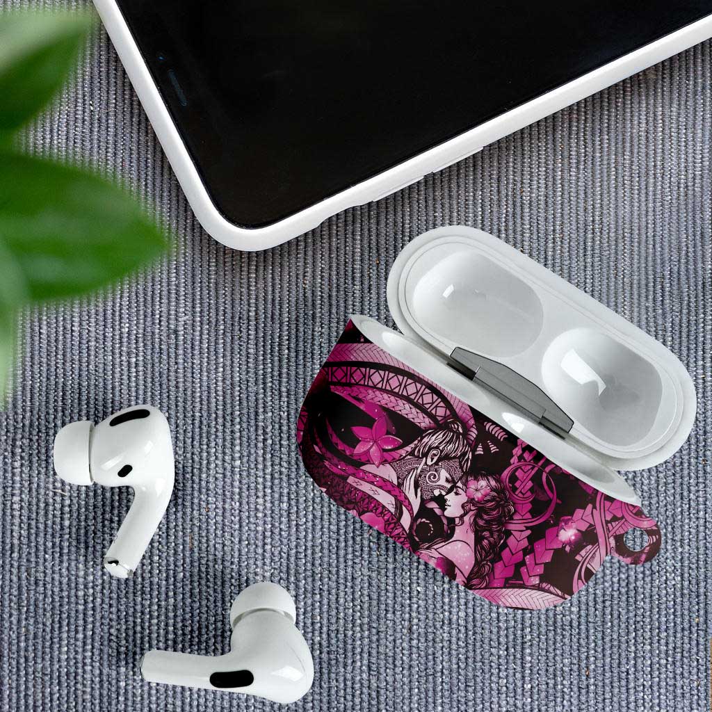 Maori Romantic Valentine AirPods Case The Hongi Kiss Pink Galaxy