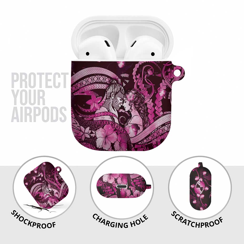 Maori Romantic Valentine AirPods Case The Hongi Kiss Pink Galaxy