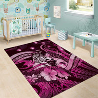 Maori Romantic Valentine Area Rug The Hongi Kiss Pink Galaxy DT05 - Polynesian Pride