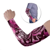Personalised Maori Romantic Valentine Arm Sleeves The Hongi Kiss Pink Galaxy DT05 Set of 2 Pink - Polynesian Pride