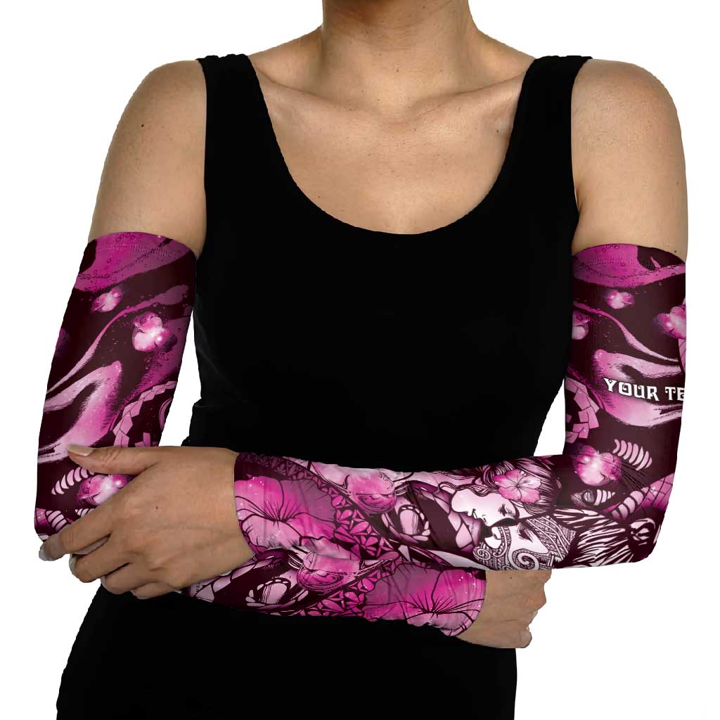 Personalised Maori Romantic Valentine Arm Sleeves The Hongi Kiss Pink Galaxy DT05 - Polynesian Pride