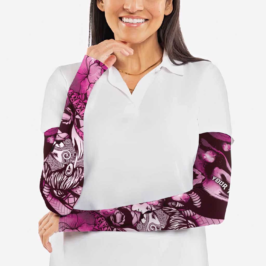 Personalised Maori Romantic Valentine Arm Sleeves The Hongi Kiss Pink Galaxy DT05 - Polynesian Pride
