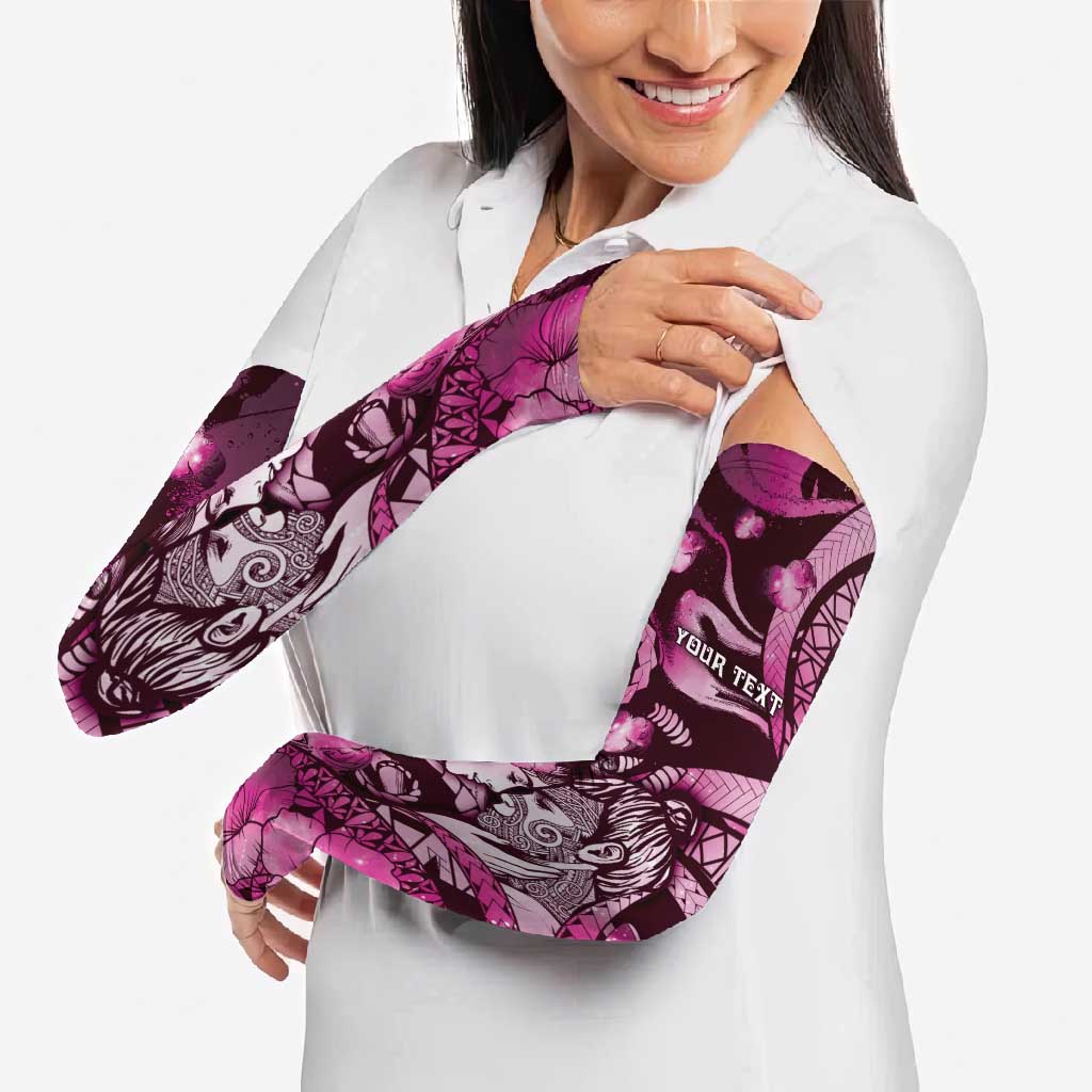 Personalised Maori Romantic Valentine Arm Sleeves The Hongi Kiss Pink Galaxy DT05 - Polynesian Pride