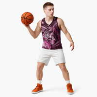 Personalised Maori Romantic Valentine Basketball Jersey The Hongi Kiss Pink Galaxy