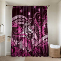 Maori Romantic Valentine Bathroom Set The Hongi Kiss Pink Galaxy DT05 Shower Curtain Only Pink - Polynesian Pride