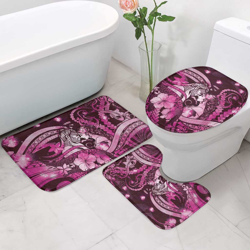 Maori Romantic Valentine Bathroom Set The Hongi Kiss Pink Galaxy DT05 - Polynesian Pride
