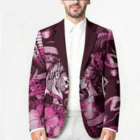 Personalised Maori Romantic Valentine Blazer The Hongi Kiss Pink Galaxy DT05 - Polynesian Pride