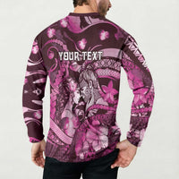 Personalised Maori Romantic Valentine Button Sweatshirt The Hongi Kiss Pink Galaxy DT05 - Polynesian Pride