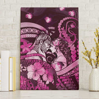 Maori Romantic Valentine Canvas Wall Art The Hongi Kiss Pink Galaxy DT05 Without Frame Pink - Polynesian Pride